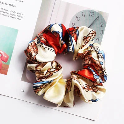 Floral Silk Scrunchie – Handmade Premium Hair Band