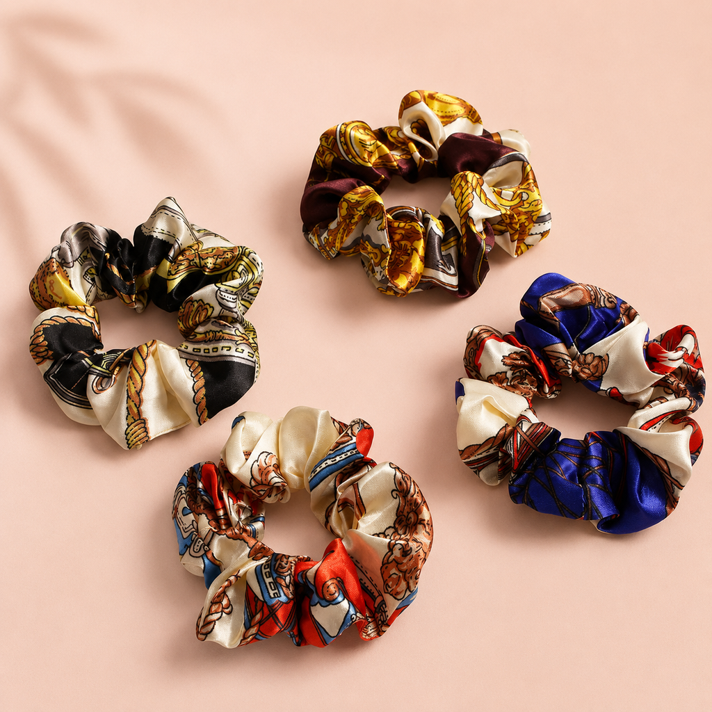 Floral Silk Scrunchie – Handmade Premium Hair Band